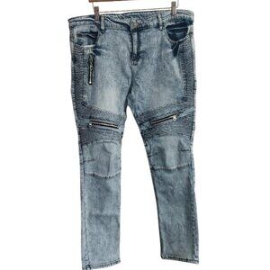 Mens Jeans Classic Collection Denim Biker Jeans Size 38 With Zip & Pocket Acc